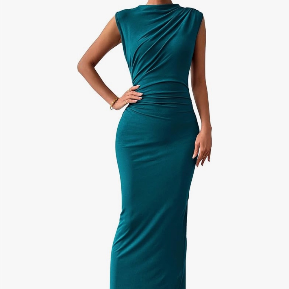Elegant Teal Sleeveless Dress